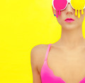 bright girl in exclusive colorful glasses - PhotoDune Item for Sale