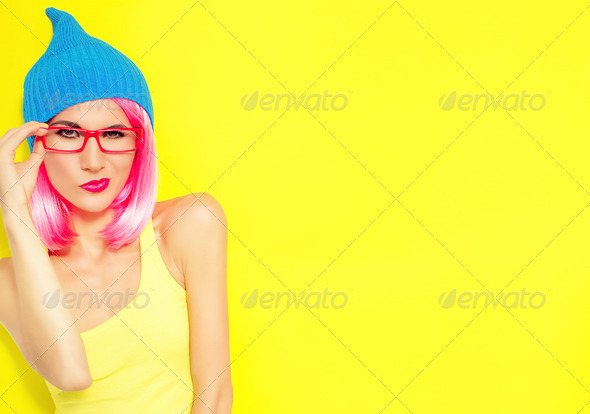 bright funny girl - Stock Photo - Images