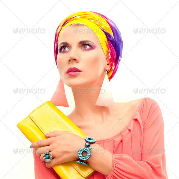 bright portrait of a stylish woman - Stock Photo - Images