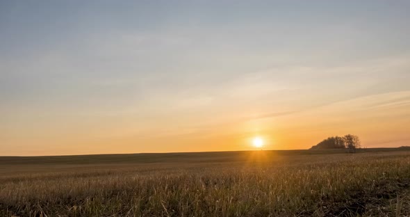 Meadow Timelapse at the Autumn Sunrise Time alt