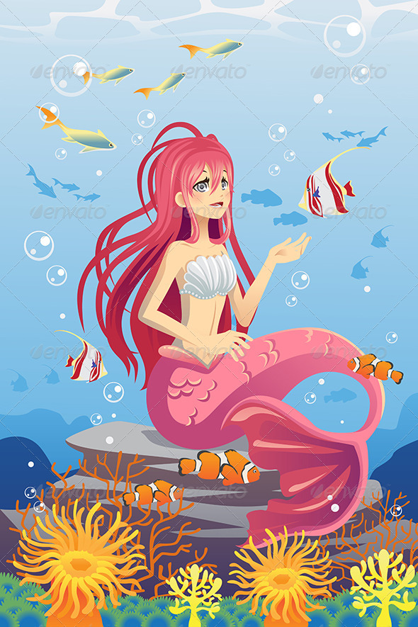 Mermaid in Ocean - Animals Characters