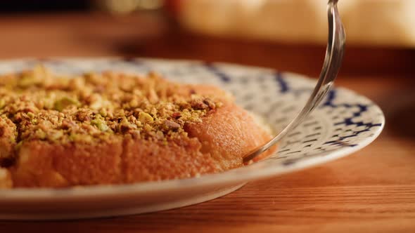 Arabic Traditional Sweets Kunafa Dish Closeup alt
