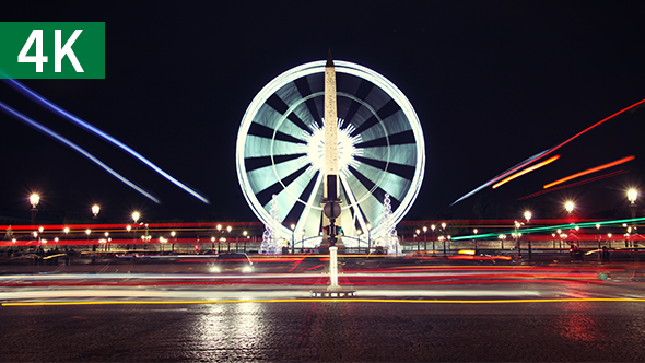 Paris Ferris Wheel Timelapse 4K