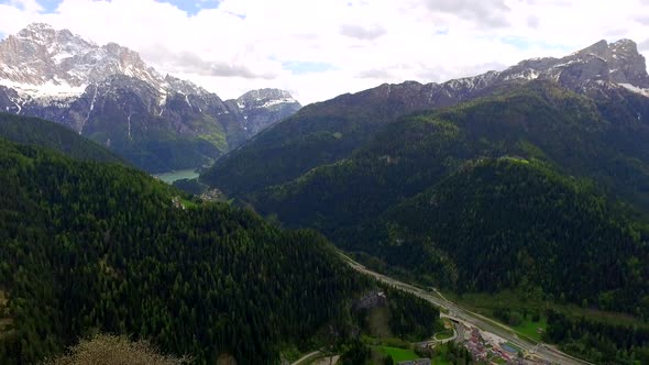 View to valley from the top in Caprile in the dolomites, Italy alt