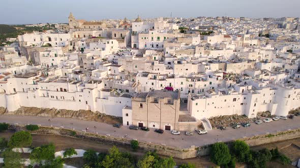 4K Aerial of Ostuni, 'the White Town' in Apulia, South of Italy. alt