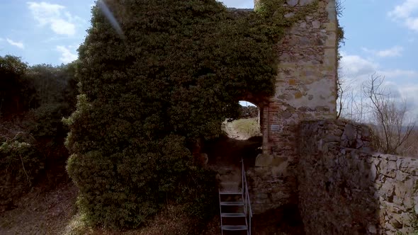 Aerial View over a Castle Ruin. Hegau Germany. Part 9 - 4K alt