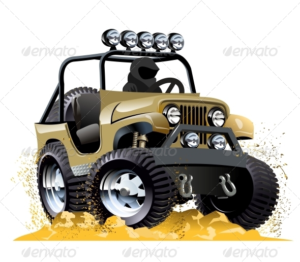 Cartoon Jeep - Man-made Objects Objects
