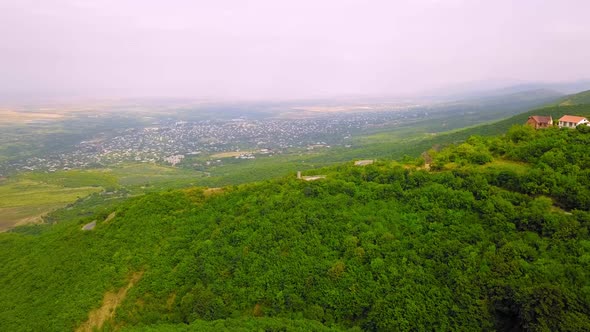 Aerial view on Signagi and Alazani valley, Georgia. Sighnaghi city of love in Georgia alt