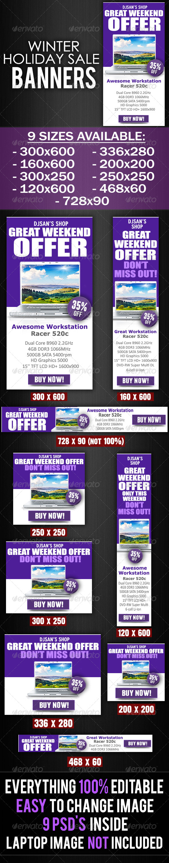 Winter Holidays Sale Banners - Banners & Ads Web Elements