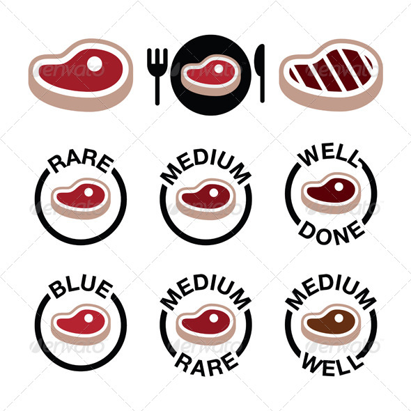 Steak Grilled Icons Set - Food Objects
