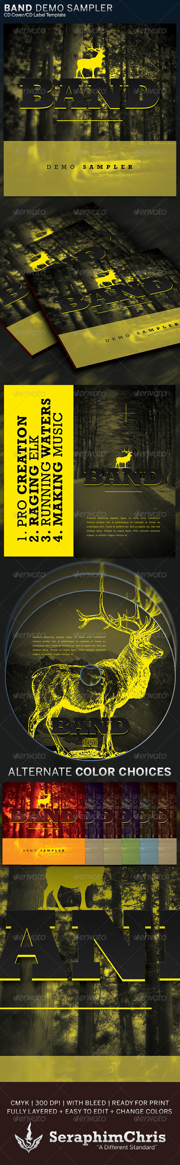 Band Demo Sampler: CD Cover Artwork Template - CD & DVD Artwork Print Templates
