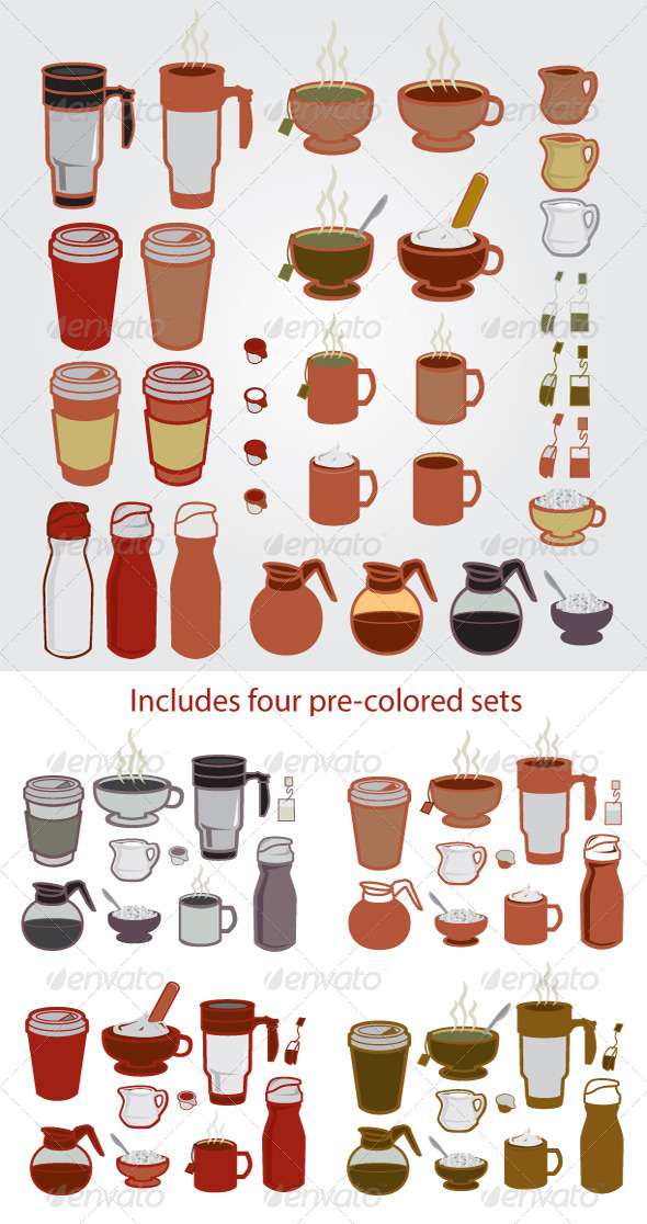 Coffee Tea Designer Set - Food Objects