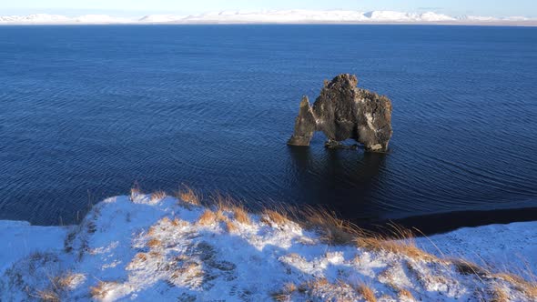 Iceland View Of Hvitserkur Rock Formation In Ocean During Winter 3