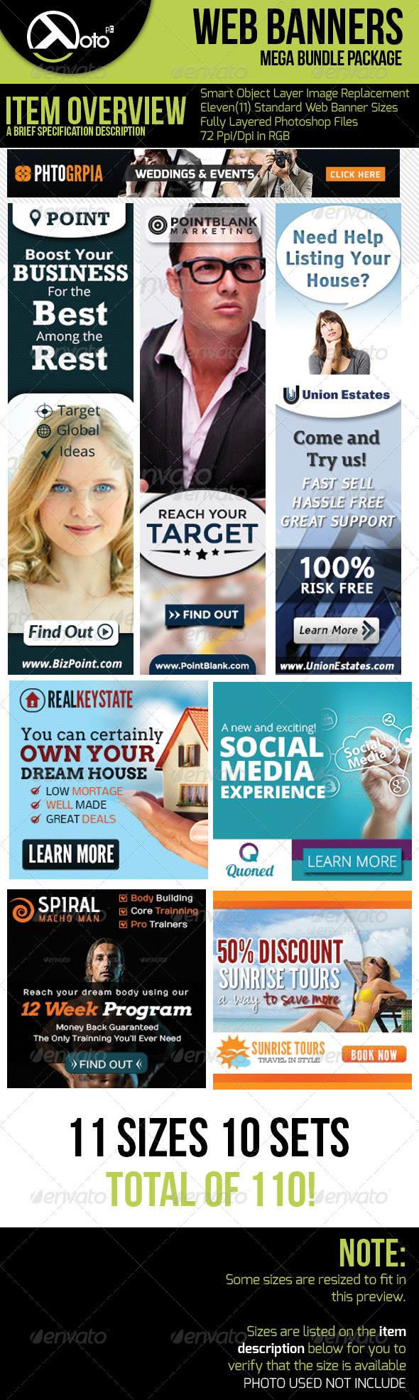 10 Set Mega Bundle Mix Web Banners Vol 2 - Banners & Ads Web Elements