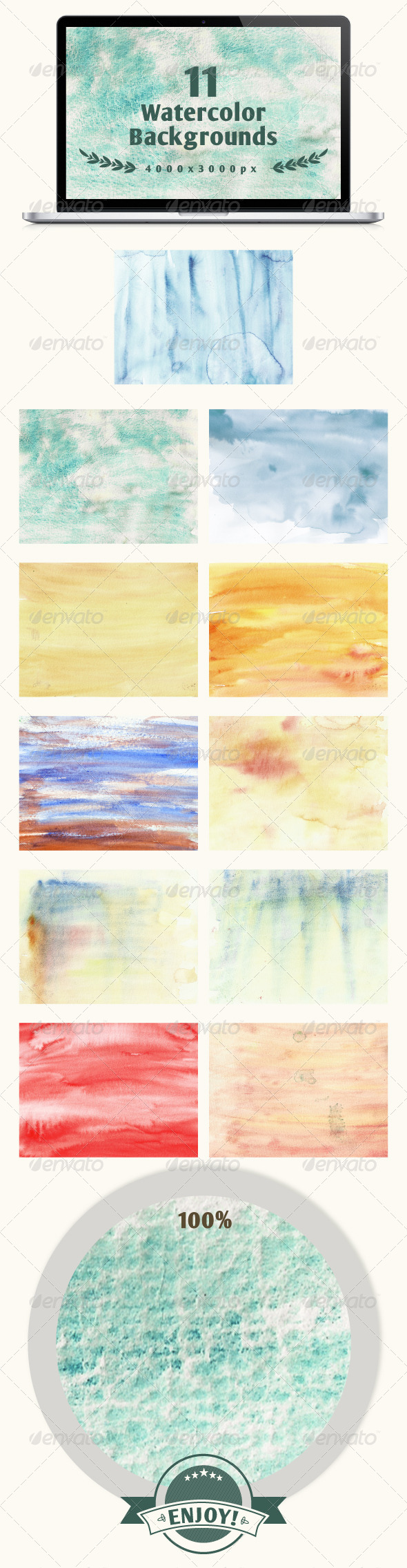Set of 11 watercolor backgrounds - Backgrounds Decorative