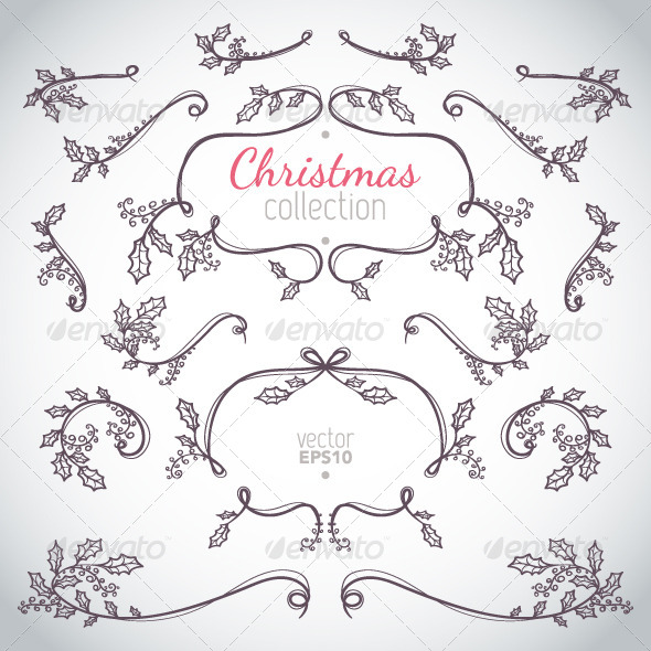 Holly Christmas Elements - Christmas Seasons/Holidays