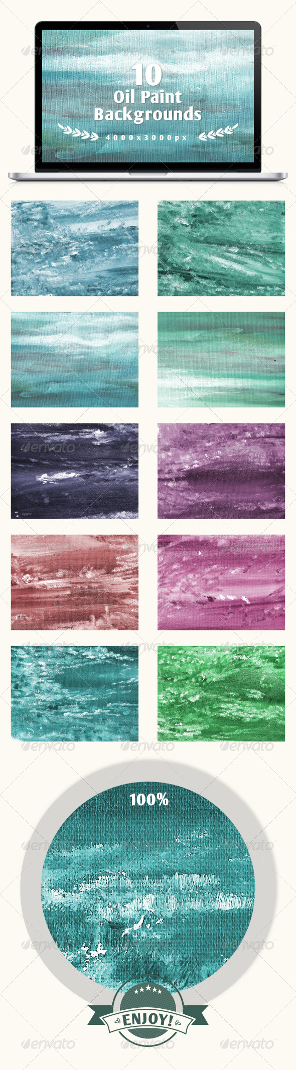 Set of 10 Oil Painted Backgrounds - Abstract Backgrounds