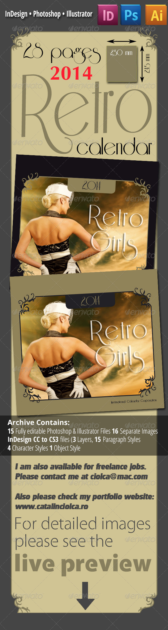 28 Pages 2014 Retro Calendar - Calendars Stationery