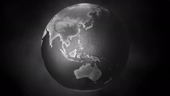Cinematic Retro Silvery Planet Earth Rotating in a Seamless Loop