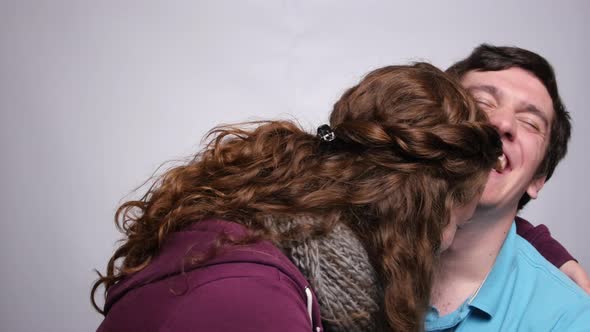 Portrait of couple on white background