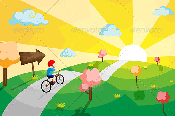 Kid Riding Bicycle - People Characters