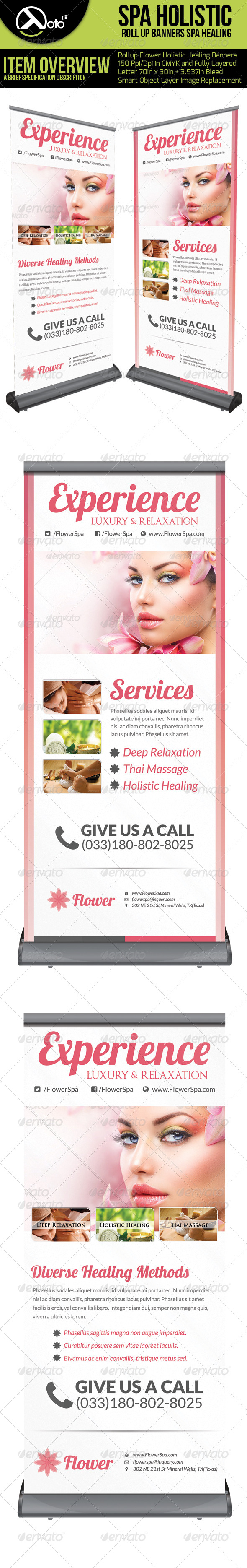 Flower Holistic Healing Roll Up Banners - Signage Print Templates