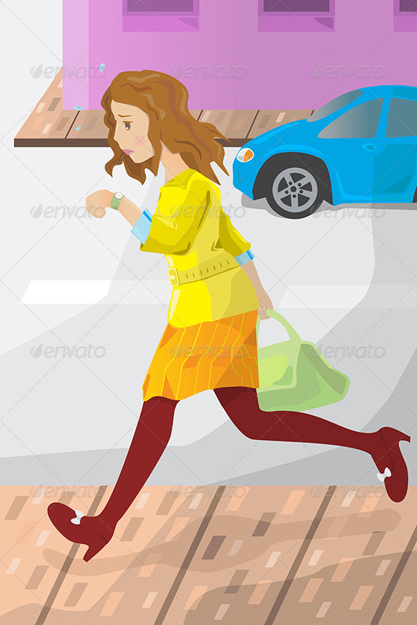 Businesswoman Late for Work - Business Conceptual