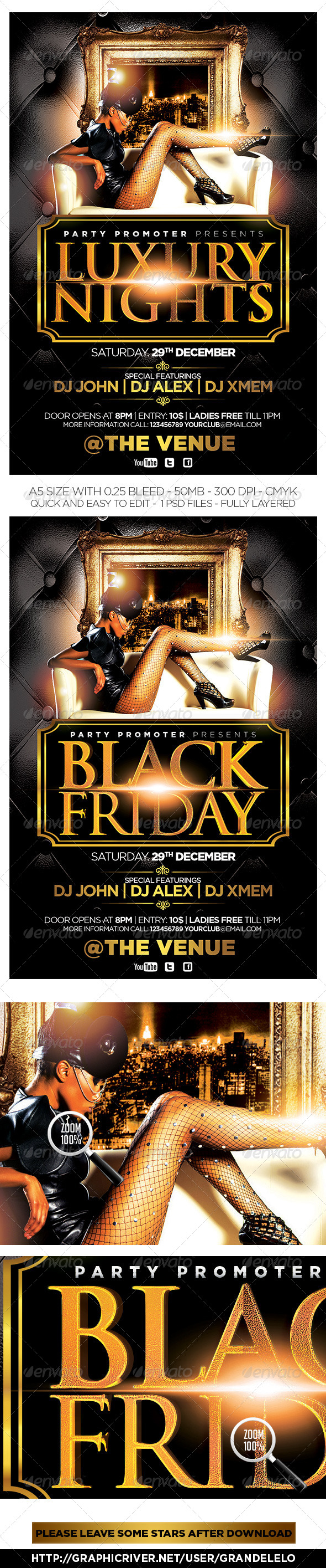 Luxury Nights / Black Friday Flyer - Clubs & Parties Events