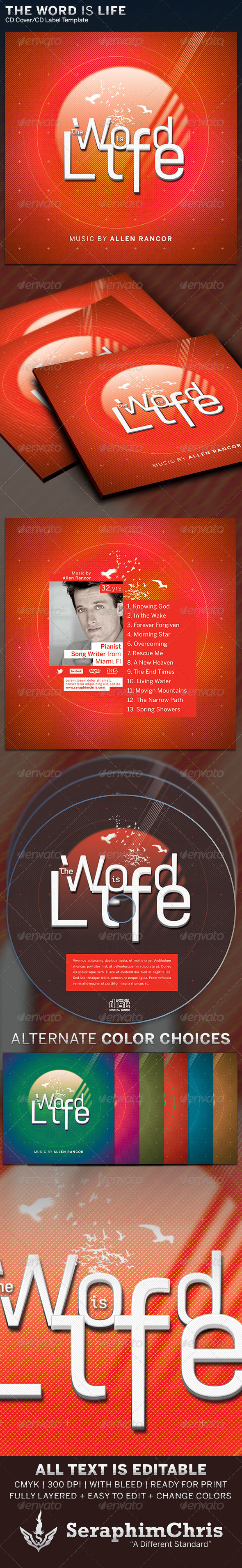 The Word Is Life: CD Cover Artwork Template - CD & DVD Artwork Print Templates