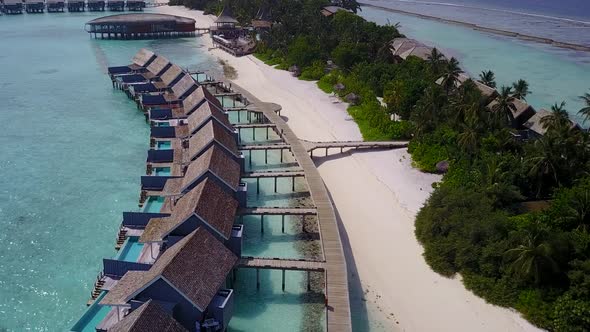 Drone nature of island beach journey by blue ocean and sand background alt