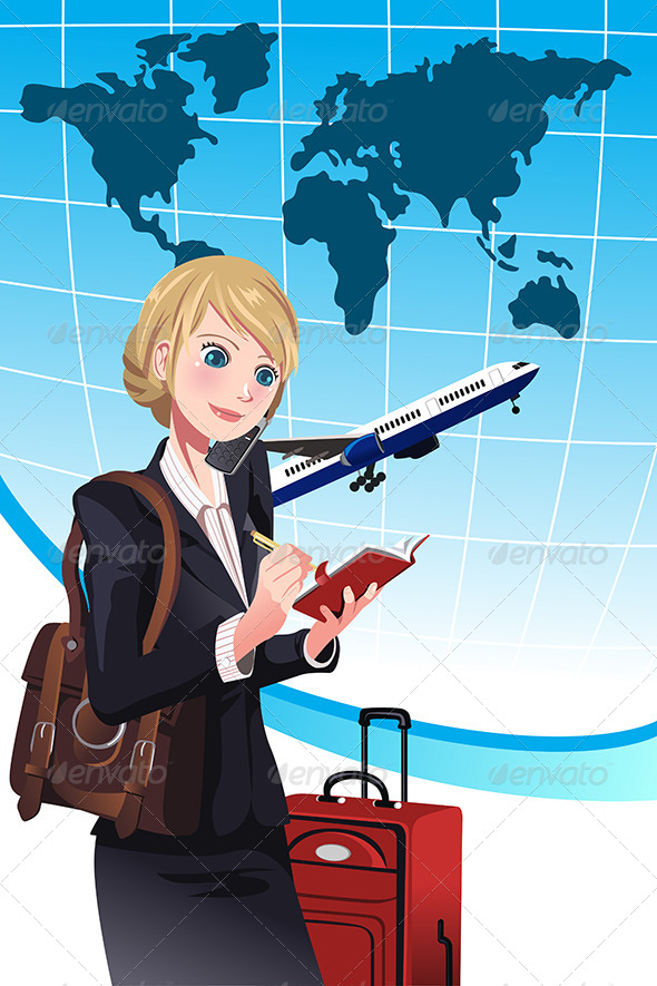 Traveling Businesswoman - Business Conceptual