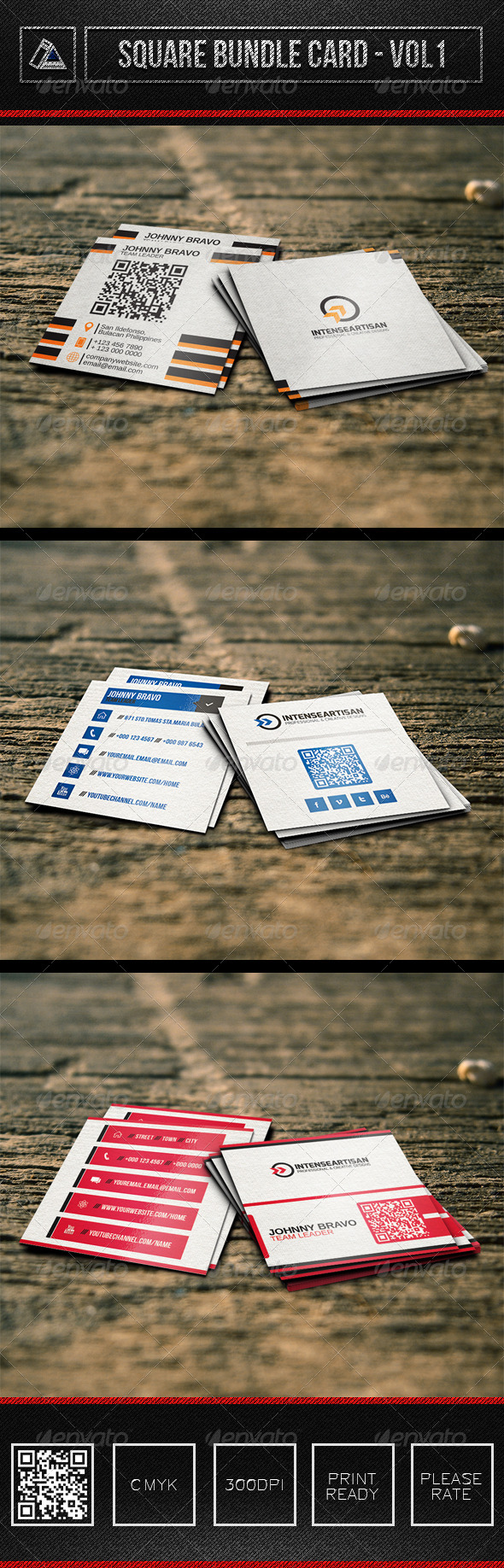 3in1 Square Bundle Card Vol1 - Corporate Business Cards