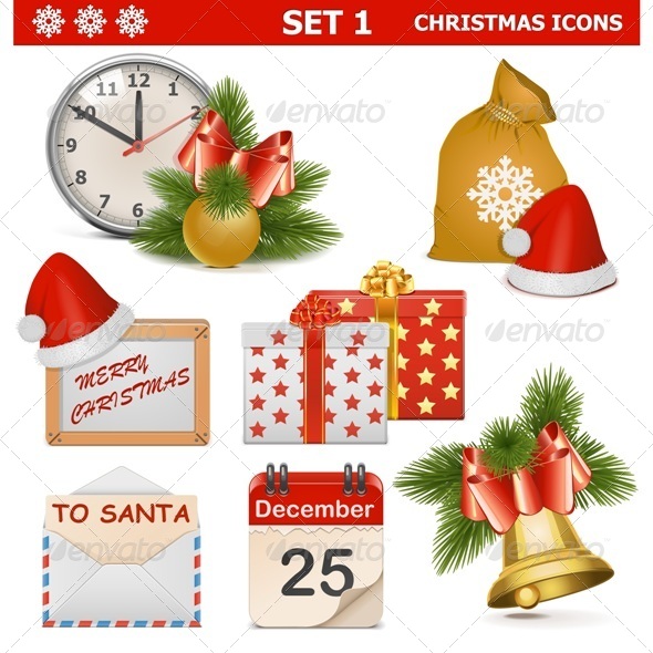 Vector Christmas Icons Set 1 - Christmas Seasons/Holidays