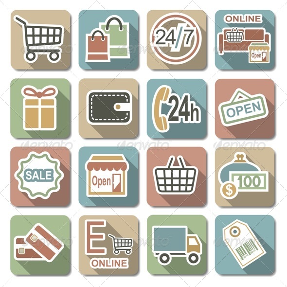 Vector Shopping Flat Icons - Commercial / Shopping Conceptual