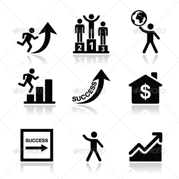 Success in business, self development icons set - Patterns Decorative