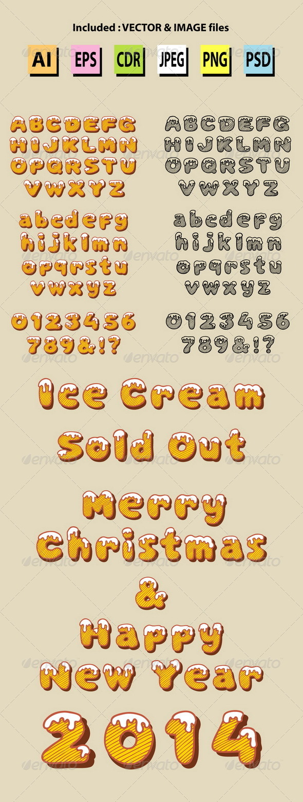 Snow Alphabet Hand Drawn Vector - Man-made Objects Objects