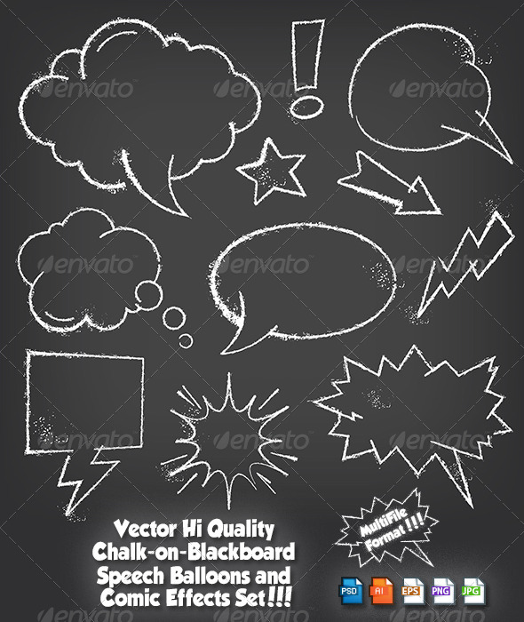 Chalkboard Speech Balloon Set - Decorative Symbols Decorative
