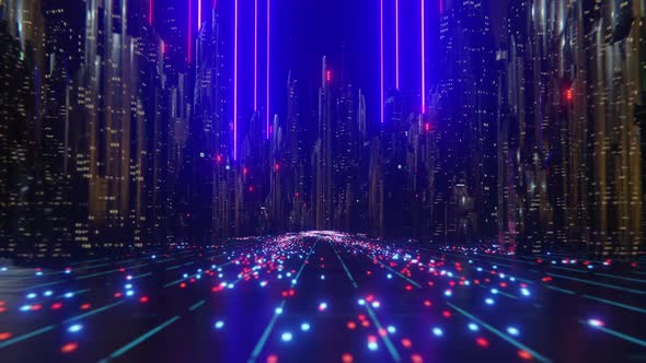 Futuristic City Laser Beams