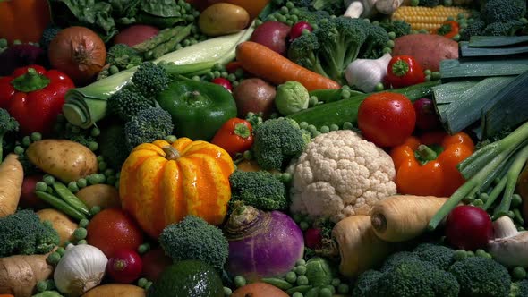 Glistening Wet Vegetables In Massive Spread alt