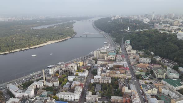 Cityscape of Kyiv, Ukraine. Aerial View, Slow Motion alt