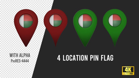 Madagascar Flag Location Pins Red And Green alt