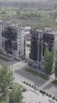 Vertical Video of a Destroyed House During the War in Ukraine alt