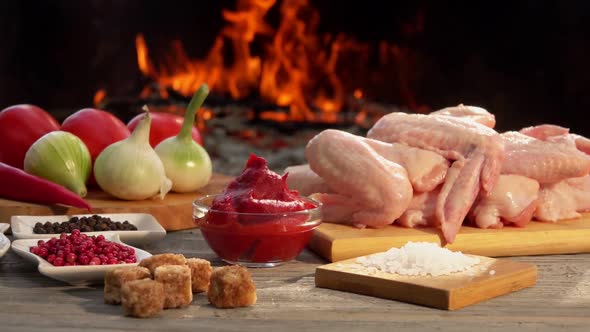 Preparation of Delicious Grilled Chicken Wings with Salt Tomato Sauce and Onion alt