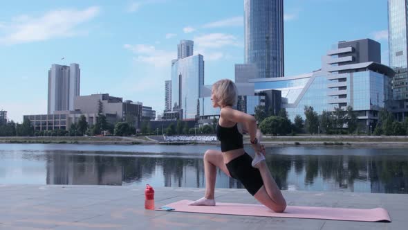 Woman working out in city