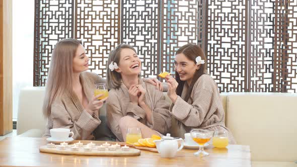Three Attractive Women After Sauna