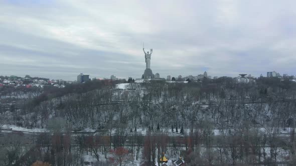Monument of Motherland Mother in Kiev at Winter.