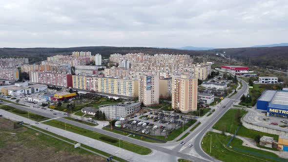 Aerial view of the Tahanovce housing estate in Kosice, Slovakia alt