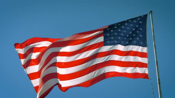 American Flag Slow Motion Waving, Close Up Video