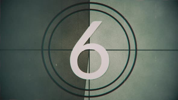 Retro Film Countdown Old Television Broll of Damaged Analog Film Counter From 10 To 0 alt