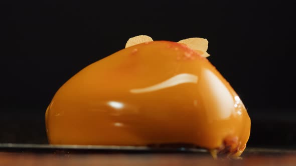 Mousse Orange Cake Creamy Dessert Closeup alt